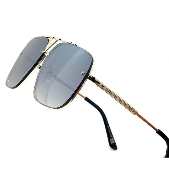 Sunglasses Gold Frame Gray Mirror Lens Fashion Designer Style Luxury Beach Style - Picture 1 of 5